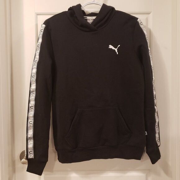 NWT Women's Puma Refined Elevated Black White Cotton Hoodie - Size M - Picture 1 of 11